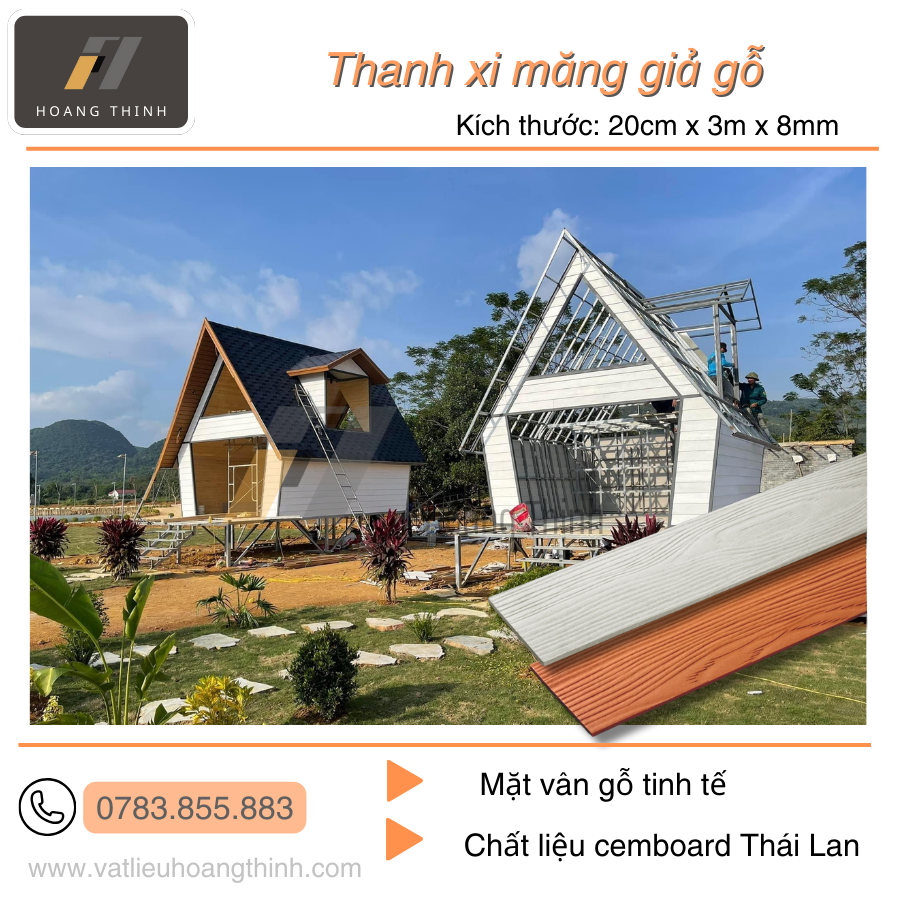 Thanh xi măng giả gỗ ốp tường C200 x 3000 x 8mm