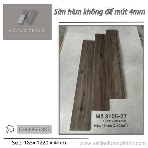 Sàn nhựa hèm khóa  4mm + 1mm lớp mút