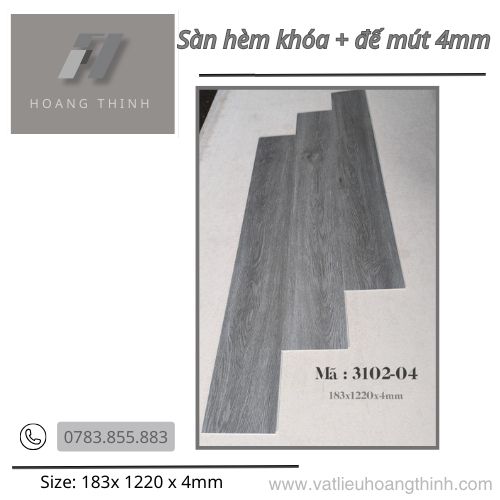 Sàn nhựa hèm khóa  4mm + 1mm lớp mút