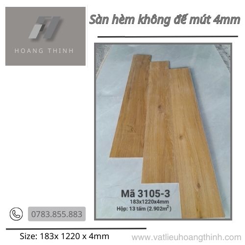 Sàn nhựa hèm khóa  4mm  không đế