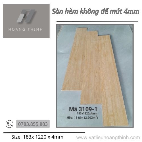 Sàn nhựa hèm khóa  4mm  không đế