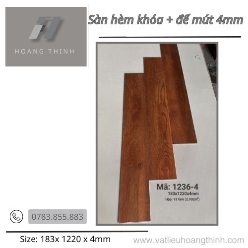 Sàn nhựa hèm khóa  4mm + 1mm lớp mút