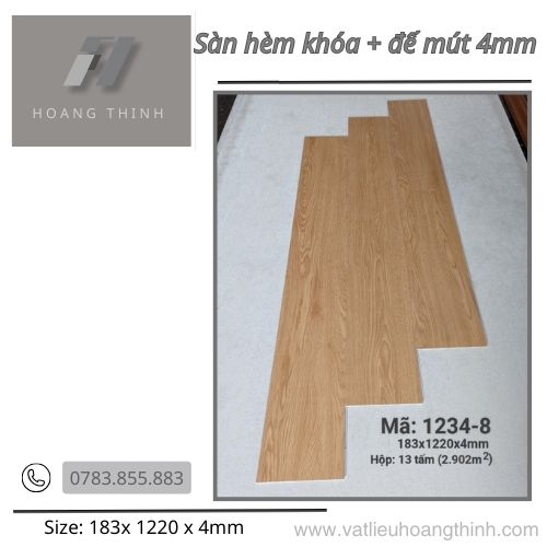 Sàn nhựa hèm khóa  4mm + 1mm lớp mút