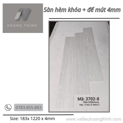 Sàn nhựa hèm khóa  4mm + 1mm lớp mút