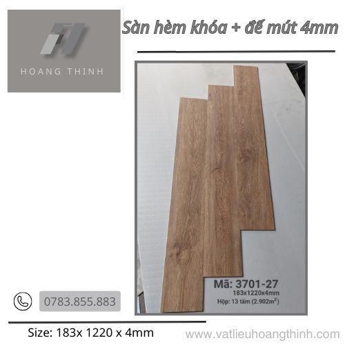 Sàn nhựa hèm khóa  4mm + 1mm lớp mút