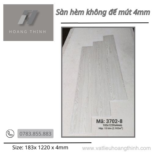 Sàn nhựa hèm khóa  4mm  không đế