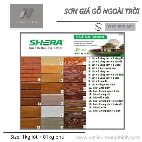 Sơn giả gỗ ngoài trời Shera color