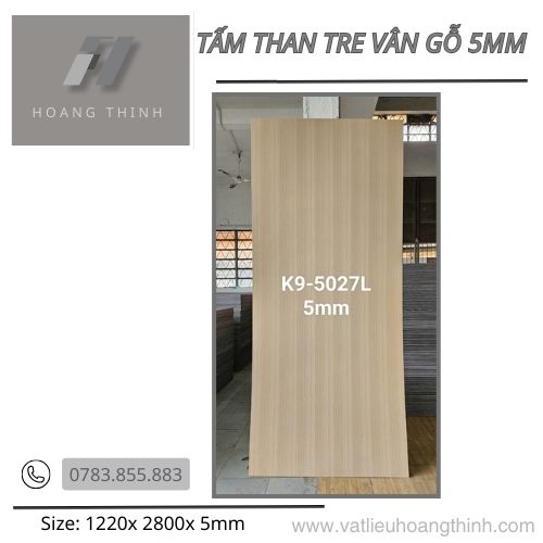 Tấm ốp than tre mặt giả gỗ 1m22 x 2m8 x 5mm