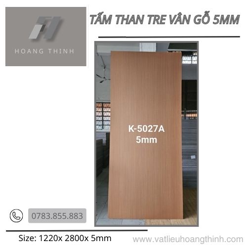 Tấm ốp than tre mặt giả gỗ 1m22 x 2m8 x 5mm